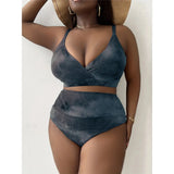 0XL - 4XL New Tie Dye Bikini Large Size Swimwear Plus Size Women Swimsuit Female Two-pieces Bikini set Bather Bathing Suit V5303