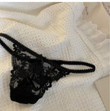 MOYISU Parisian Sheer Bralette Set - Ultra-Thin Wire-Free Bra No Padding Anti-Sag Lace Cutout Lingerie Sexy Vacation-Ready Tushy
