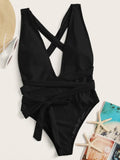 4 Colors One-Piece Swimsuit Swimwear Women Solid Sexy Deep V-neck Bathing Suit Beachwear High Elastic Straps Maio Feminino Praia