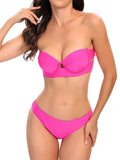 Neon Green Push Up Bra Cup Bikini Women Bandeau Swimsuit Female Swimwear Two Pieces Bikini Set Brazilian Bathing Suit Swim Lady
