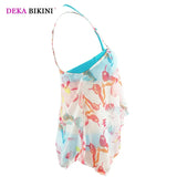 DEKA Plus Size 3 pcs Printed Tankini Set Women Push Up Bikini High Waist Large Swimwear Retro Swimsuit Bathing Suit