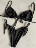 Sexy Printed Ruffled Frilled Thong Bikini Women Swimwear Female Swimsuit Two Pieces Bikini set Micro String Bathing Suit Swim