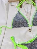 Bikini 2026 Sexy Bright Silver Triangle Swimwear Swimsuit Women Halter Bikinis Set Bathing Suit Beach Bikini New Banadores Mujer