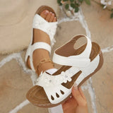 Womens Flower Wedge Sandals 2026 Summer Platform  Chunky Heel Open Toe Beach Shoes