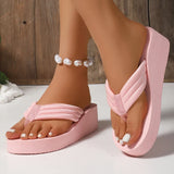 2026 Summer Beach Pink Flip Flops for Women Non Slip Weightlight Wedge Slippers Woman Fashion Thick Bottom Clip Toe Slides Mujer
