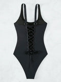 S - XXL Sexy Criss Cross Backless Women Swimwear One Piece Swimsuit Female High Leg Cut Monokini Bather Bathing Suit Swim Lady