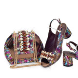 Doershow  African fashion Italian Shoes And Bag Sets For Evening Party With Stones SILVER Italian Handbags Match Bags! HFG1-1