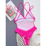 S - XL Sexy Leopard Printed V Neck Women Swimwear One Piece Swimsuit Female Backless High Leg Cut Bather Bathing Suit Swim V4808