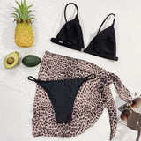 With Mesh Skirt Sarong Tie Dye Micro Bikini Women Swimsuit Female Swimwear Three Pieces Bikini Set Bathing Suit Swim Beachwear