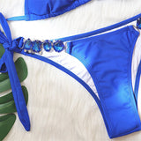 6 Colors Sexy Bikini Women Swimwear Swimsuit Push Up Shiny Crystal Diamond Chain Bikinis Set Bathing Suit Maillot De Bain Femme