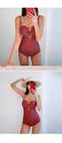 New One-piece Swimsuit Women Japan and South Korea Twist Bag Sexy Big Breasts Gathered Swimsuit