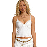 Women Camisoles Embroidered Trim V-Neck Spaghetti Strap Babydoll Tank Tops Summer Fashion Sleeveless Vests Streetwear