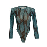 2026 Printed Long Sleeve with Long Pants Sexy One Piece Swimsuit Women Swimwear Female Flowers Padded Bather Bathing Suit Swim