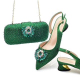 Doershow new come Matching Women Shoe and Bag Set Decorated colorful Nigerian Shoes and Bag Set Italy Shoes and Bag set  HAS1-1