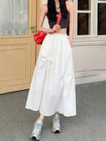Versatile Knot Spring Summer F Skirt Ele Design Elastic Waist Skirt Sweet Aosphere Skirts For Ladies Fashion Women Skirts HSSZ