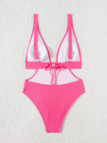 Deep V Neck Cut Out Women Swimwear One Piece Swimsuit Female High Leg Cut Monokini Bather Backless Bathing Suit Swim Beachwear