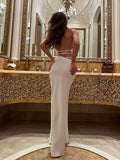 Elegant Halter Neck Backless White Tank Tops Women 2026 Summer Sexy Off Shoulder Buttons Crop Top High Street Lady Solid Vests
