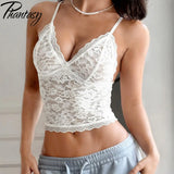 Phantasy Sexy Lace Sleeveless Women's Top Deep V See through Camisole Y2K Streetwear Women's Clothing 2026 Spring Summer Outfit