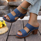 Plus Size 43 Summer High Heel Sandals Women Lightweight Hollow Out Thick Heeled Sandles Woman Outdoor Open Toe Casual Sandals