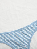 3Pcs Women's Cute And Fresh Multi-color Striped Underwear Thong Without Trace Antibacterial Daily Casual Underwear Thong C364