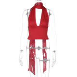 FDYOUI Women's Halter Neck Bandage Crop Tops 2026 Summer Sexy Off Shoulder Backless Corset Ladies Sleeveless T-shirt High Street