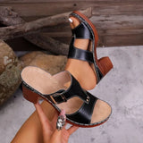 Women  Summer Fashion High Heel Platform Peep Toe Slip on Sandals Women Shoes