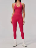 Summer Seamless Yoga Sets Women V Neck Slim Sports Tank Top Fitness Suit Peach Hip High Elasticity Leggings Running Tracksuit