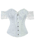 Corset's new retro lace fishbone body-shaping shirt with shoulder straps and bubble sleeves gathered to hold the sternum.