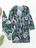 2026 Printed Swimsuit Women One Piece With Cover Up Floral Swimwear Female Beach Wear Push Up Bathing Swimming Swim Suit Summer