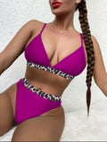 Sexy Bikini Women Push Up Leopard Patchwork High Waist Triangle Swimwear Swimsuit Bikini Set Bathing Suit Bikini Female Biquinis