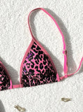 Sexy Leopard Print Bikini 2 Piece Set Women Laced Up Split Swimsuit Low Waist Beachwear 2025 New Summer Swimwear Bikinis Set