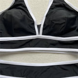 S - XL Sexy V Neck Printed High Waist Bikini Female Swimsuit Women Swimwear Two-pieces Bikini Set Bather Bathing Suit Swim V6997