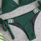 4 Colors Sexy Bikini Women Solid Shining Swimwear Swimsuit Crystal Diamond Female Bandage Halter Beach Bikinis Set Bathing Suit