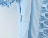 Bowknot Ruffles Light Blue Midi Dress Women's Summer Off Shoulder Short Sleeve Beach Dress Drawstring White A-line Vestidos 2025