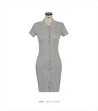 South Korea 2023 New Spring/Summer Dress Small Sexy Slim Fit Temperament Tight Short Sleeve Slim Wrap Hip Short Dress IDEI