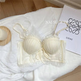 Sexy Lolita Bra Set for Women Wireless Push Up Bralette Lace Sexy Lingerie Set for Small Bust Gathering No Underwire MOYISU S-XL