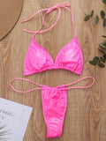 Shiny PU Mini Micro Bikini 2025 Women Swimsuit Female Brazilian Swimwear Two Pieces Bikini Set High Cut Bathing Suit Swim Lady