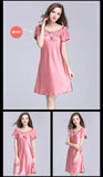 Women's Sleepwear Ice Silk Casual Silk Pajamas Women's Summer Sexy Short Sleeve Lace Pajamas Loungewear