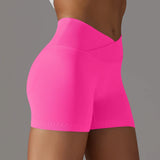 Summer V-waist peach hip lifting tight fitting three part pants, high waist yoga shorts, running speed drying seamless yoga pant