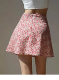 2026 Summer New Retro Vacation Style Small Floral Half Skirt High Waisted Wrap Buttocks Elegant Sweet Slim Short Skirt 06AH