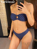 XS - L Polka Dot Bandeau Brazilian Bikini Women Swimwear Female Swimsuit Two-Pieces Bikini Set Bather Bathing Suit Swim V7711