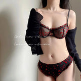 Everyday French Lace Bra Set Wireless Small Bust Support Anti Sagging Lightly Lined Comfort Sexy S-XL MOYISU Sexy Panty Tushy AB