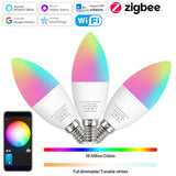 Ewelink E14 Smart Wifi Led Light Bulb Zigbee RGBCW Led Lamp Works With Alexa Amazon Google Home Yandex Alice Smartthings