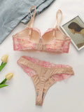 Women's Pink Lace Bra and Panty Set  Soft Floral Lace Everyday Comfort Perfect for Casual Wear sexy Lingerie set B2631