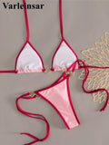 XS - L Halter Mini Micro Thong Bikini Women Swimwear Female Swimsuit Two-Pieces Bikini Set Padded Bather Bathing Suit Swim V7595