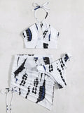 3 Pieces Thong Bikini 2026 Women Halter Swimwear Female Swimsuit With Skirt Beach Wear Printed Bathing Suit Summer Swimming