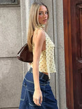 FDYOUI Y2K Bandage Polka Dot Crop Top Women 2026 Summer Sexy Halter Lace-up Camisoles Girls Chic Backless Tanks Tops Streetwear