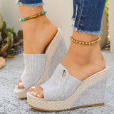 Vinatge Chunky Platform Sandals Women 2026 Summer Peep Toe Wedges Slippers Woman Plus Size 42 Thick High Heels Sandles Female