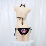 Japanese Anime Kawaii Cat Paw Micro Bikini Set for Women Girl Bandage Backless Mini Swimsuit Underwear Lingerie Bathing Suit