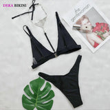 DEKA Diamond Bikini Set Crystal Necklace Halter Red Swimsuit Women Sequins Bathing Suit Stones Swimwear Glitter Push Up Monokini